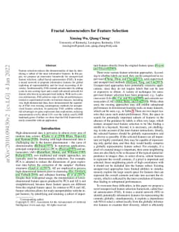 Fractal Autoencoders for Feature Selection