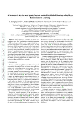A Nesterov's Accelerated quasi-Newton method for Global Routing using
  Deep Reinforcement Learning