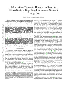 Information-Theoretic Bounds on Transfer Generalization Gap Based on
  Jensen-Shannon Divergence