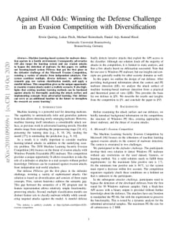 Against All Odds: Winning the Defense Challenge in an Evasion
  Competition with Diversification