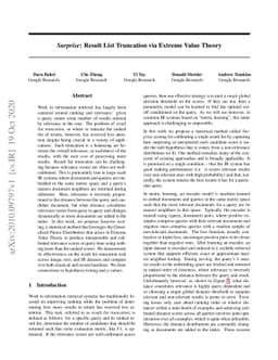 Surprise: Result List Truncation via Extreme Value Theory