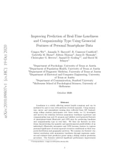 Improving Prediction of Real-Time Loneliness and Companionship Type
  Using Geosocial Features of Personal Smartphone Data