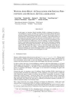 Watch-And-Help: A Challenge for Social Perception and Human-AI
  Collaboration