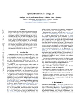 Optimal Decision Lists using SAT