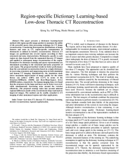 Region-specific Dictionary Learning-based Low-dose Thoracic CT
  Reconstruction