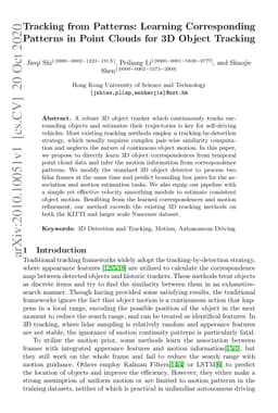 Tracking from Patterns: Learning Corresponding Patterns in Point Clouds
  for 3D Object Tracking
