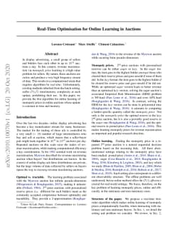 Real-Time Optimisation for Online Learning in Auctions