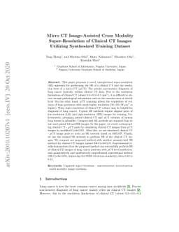 Micro CT Image-Assisted Cross Modality Super-Resolution of Clinical CT
  Images Utilizing Synthesized Training Dataset