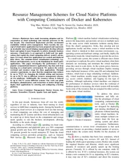 Resource Management Schemes for Cloud-Native Platforms with Computing
  Containers of Docker and Kubernetes