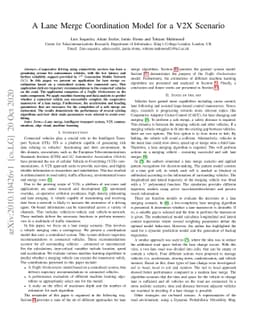 A Lane Merge Coordination Model for a V2X Scenario