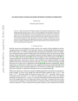 On Application of Block Kaczmarz Methods in Matrix Factorization