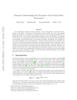Towards Understanding the Dynamics of the First-Order Adversaries