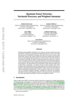 Quantum Tensor Networks, Stochastic Processes, and Weighted Automata