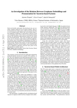 An Investigation of the Relation Between Grapheme Embeddings and
  Pronunciation for Tacotron-based Systems