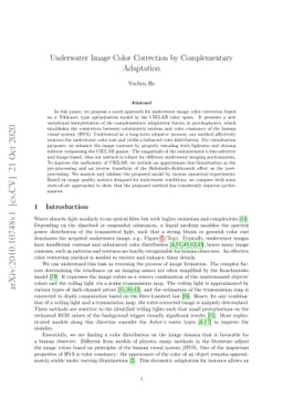 Underwater Image Color Correction by Complementary Adaptation