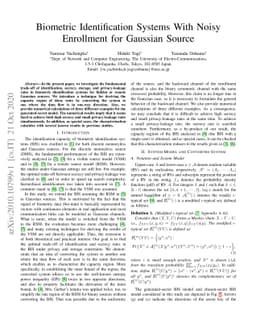 Biometric Identification Systems With Noisy Enrollment for Gaussian
  Source