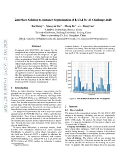 2nd Place Solution to Instance Segmentation of IJCAI 3D AI Challenge
  2020