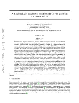 A Neurochaos Learning Architecture for Genome Classification