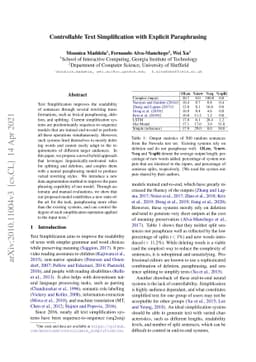 Controllable Text Simplification with Explicit Paraphrasing