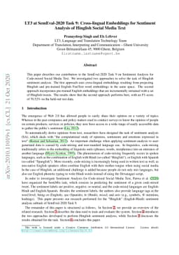 LT3 at SemEval-2020 Task 9: Cross-lingual Embeddings for Sentiment
  Analysis of Hinglish Social Media Text