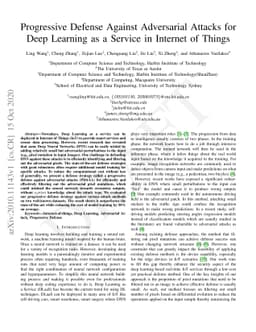 Progressive Defense Against Adversarial Attacks for Deep Learning as a
  Service in Internet of Things
