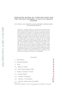 Literature Review of Computer Tools for the Visually Impaired: a focus
  on Search Engines