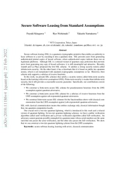 Secure Software Leasing from Standard Assumptions
