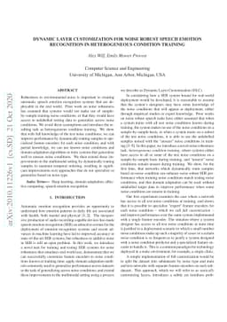 Dynamic Layer Customization for Noise Robust Speech Emotion Recognition
  in Heterogeneous Condition Training