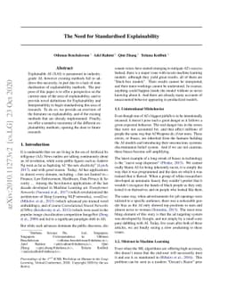 The Need for Standardized Explainability