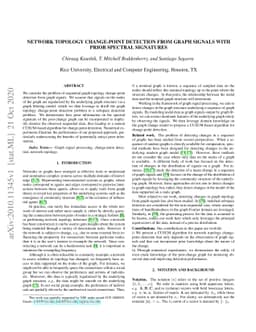 Network topology change-point detection from graph signals with prior
  spectral signatures