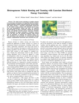 Heterogeneous Vehicle Routing and Teaming with Gaussian Distributed
  Energy Uncertainty