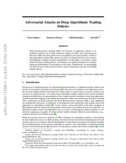Adversarial Attacks on Deep Algorithmic Trading Policies