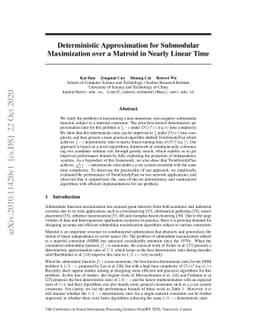 Deterministic Approximation for Submodular Maximization over a Matroid
  in Nearly Linear Time