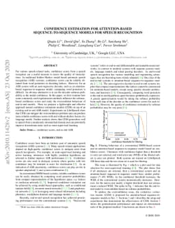 Confidence Estimation for Attention-based Sequence-to-sequence Models
  for Speech Recognition