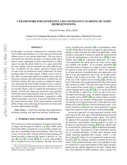 A Framework for Generative and Contrastive Learning of Audio
  Representations