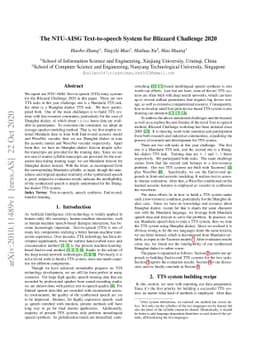 The NTU-AISG Text-to-speech System for Blizzard Challenge 2020