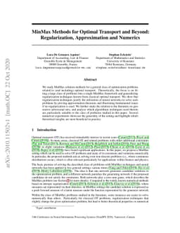 MinMax Methods for Optimal Transport and Beyond: Regularization,
  Approximation and Numerics
