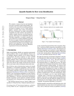 Quantile Bandits for Best Arms Identification