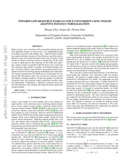 Towards Low-Resource StarGAN Voice Conversion using Weight Adaptive
  Instance Normalization
