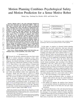Motion Planning Combines Psychological Safety and Motion Prediction for
  a Sense Motive Robot