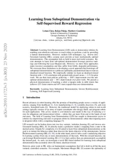 Learning from Suboptimal Demonstration via Self-Supervised Reward
  Regression