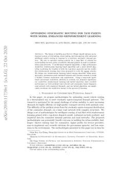 Optimising Stochastic Routing for Taxi Fleets with Model Enhanced
  Reinforcement Learning