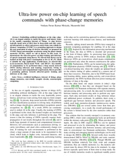 Ultra-low power on-chip learning of speech commands with phase-change
  memories