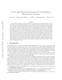 Precise High-Dimensional Asymptotics for Quantifying Heterogeneous Transfers