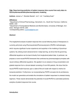 Deep learning prediction of patient response time course from early data
  via neural-pharmacokinetic/pharmacodynamic modeling