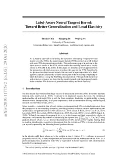 Label-Aware Neural Tangent Kernel: Toward Better Generalization and
  Local Elasticity