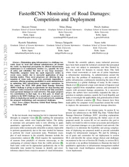 FasterRCNN Monitoring of Road Damages: Competition and Deployment