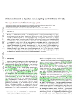 Prediction of Rainfall in Rajasthan, India using Deep and Wide Neural
  Network