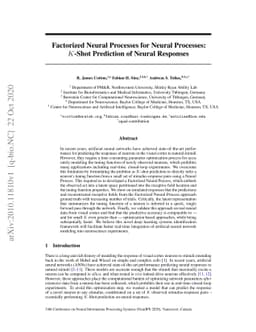 Factorized Neural Processes for Neural Processes: $K$-Shot Prediction of
  Neural Responses