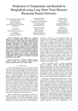 Prediction of Temperature and Rainfall in Bangladesh using Long Short
  Term Memory Recurrent Neural Networks